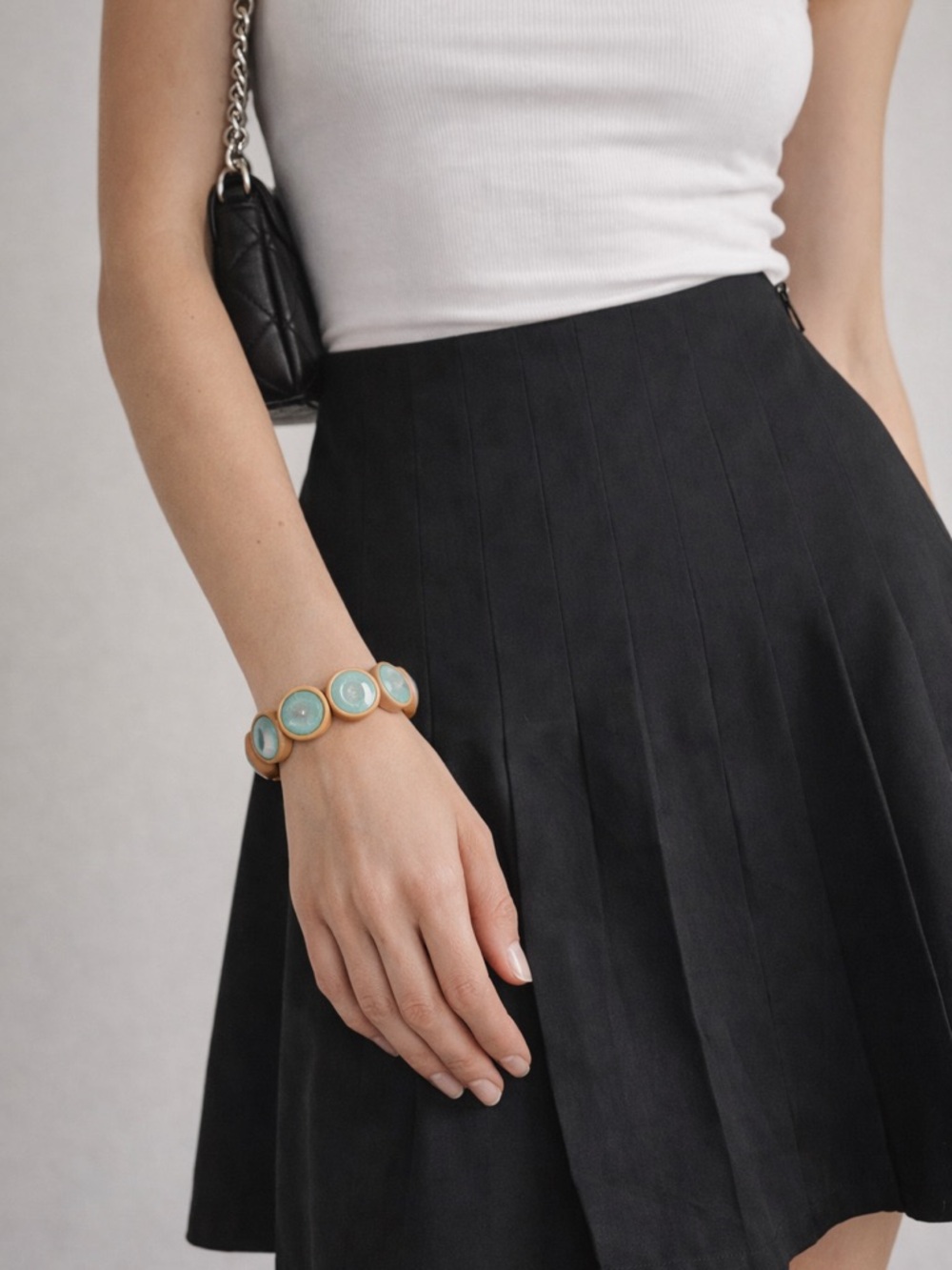 Roxanne Assoulin Green and Tan Stone Stretch Bracelet - Women Jewelry